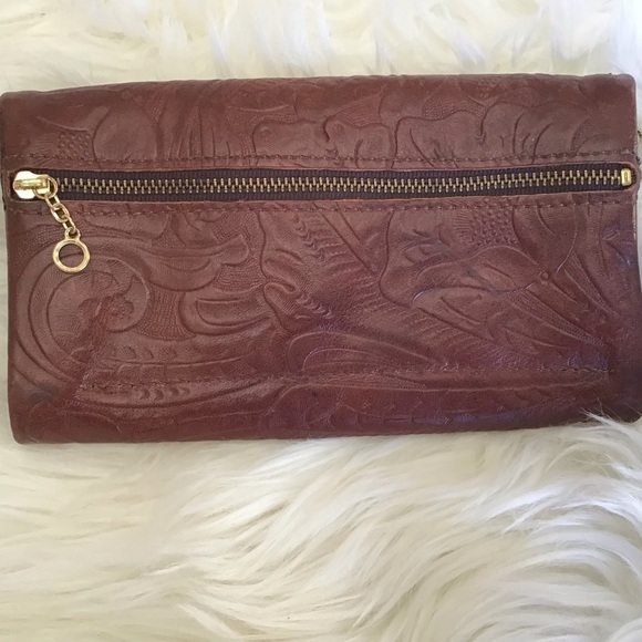 Appaloosa Trading Co. brown tooled leather wallet /sterling silver concho snap - Picture 2 of 6